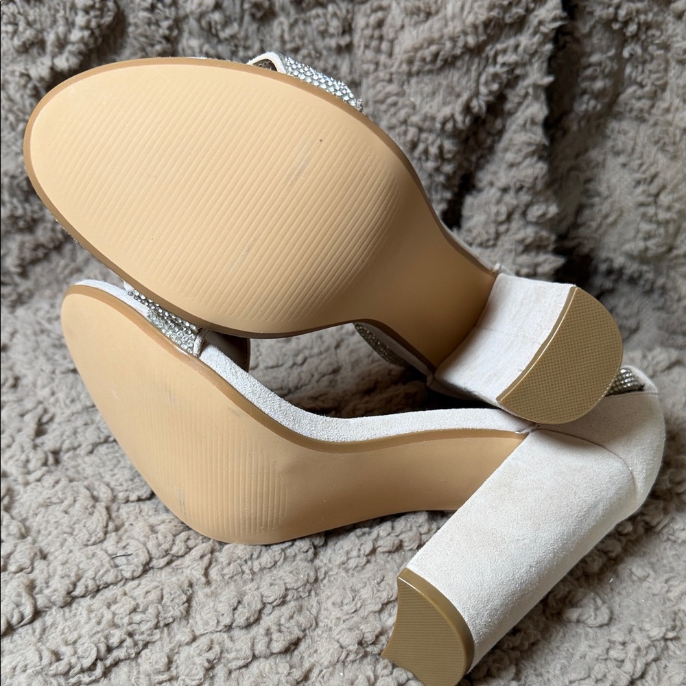 Steve Madden Cream Rhinestone Heels - Picture 6 of 13